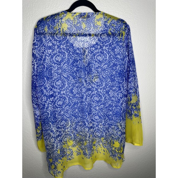 Soft Surroundings Blouse Womens Large Boho Beaded Sheer Top Embellished Tunic - Picture 7 of 7